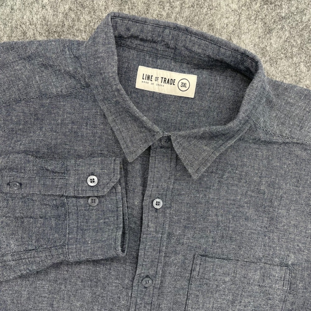 Line of Trade Shirt Mens 3XL Blue Textured Long Sleeve Button Down Pocket
